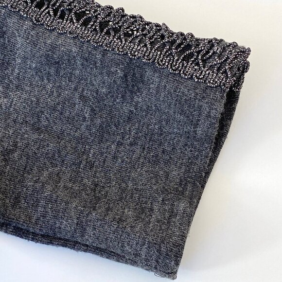 Banana Republic Short Sleeve Sweater Top Womens S Metallic Trim Charcoal Festive - Picture 5 of 8